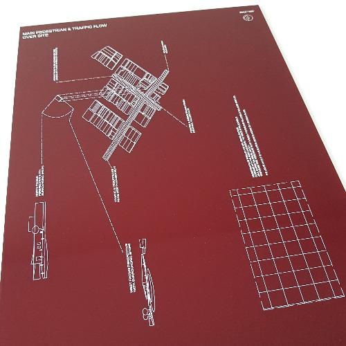 Plan printed on Red Acrylic